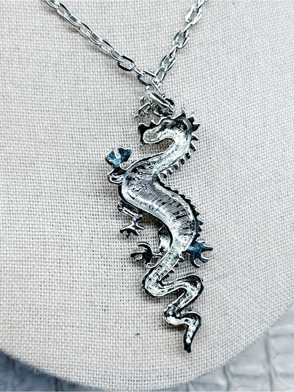 1050mc. Silvertone Dragon Necklace View 5